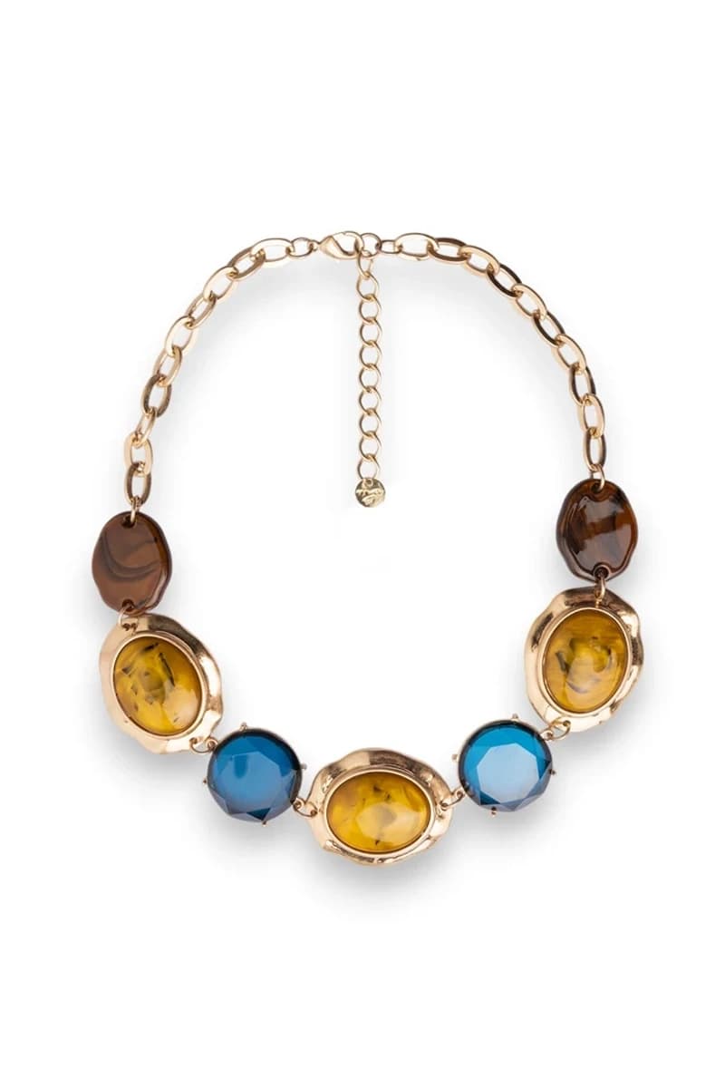 Collana corta in acrilico senape e blu | MYA ACCESSORIES - 2