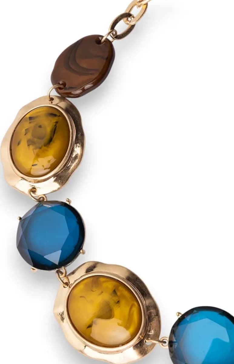 Collana corta in acrilico senape e blu | MYA ACCESSORIES - 3