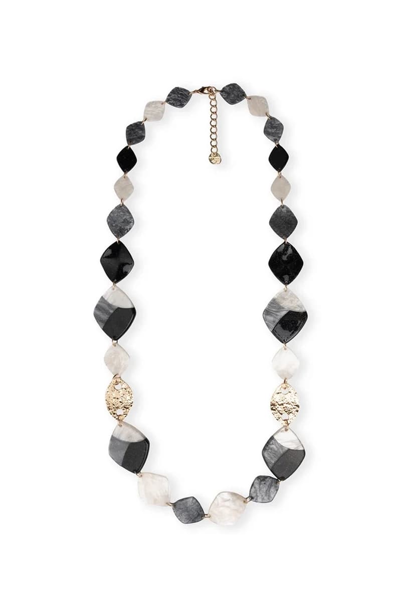 Collana lunga con elementi geometrici bianco e nero | MYA ACCESSORIES - 2