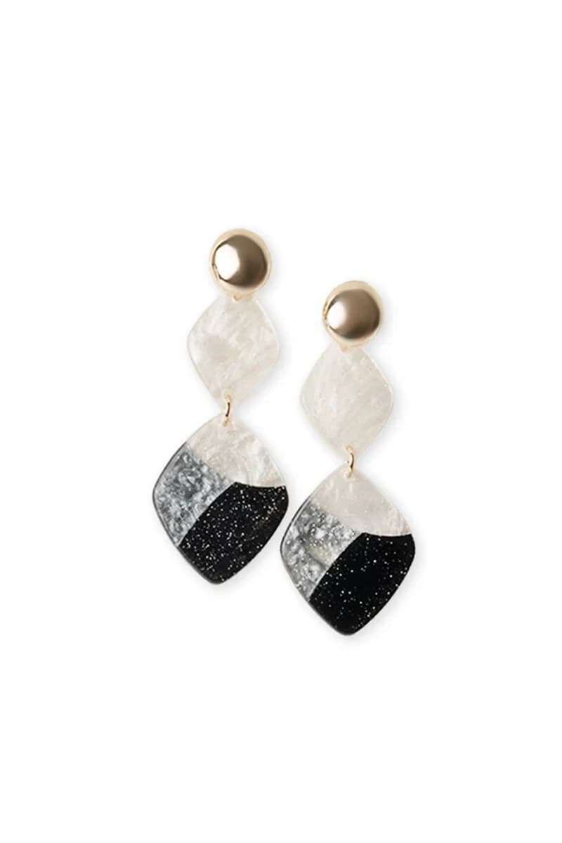 Orecchini a rombo in acrilico bianco e nero | MYA ACCESSORIES - 2