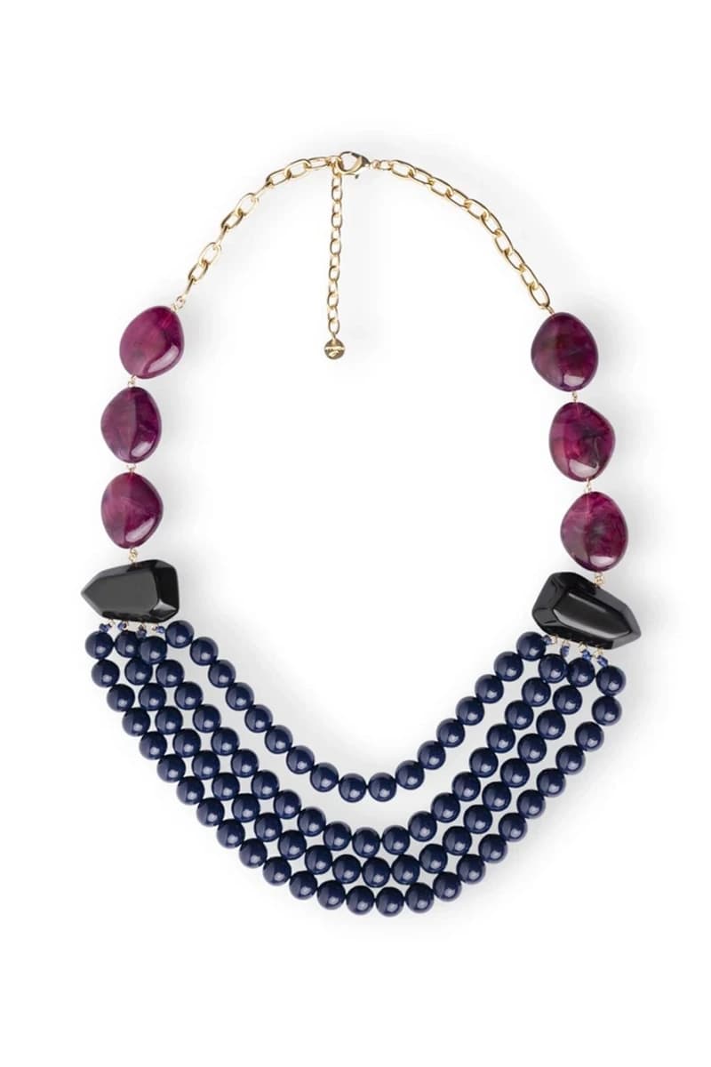Collana multi filo con pietre in acrilico blu | MYA ACCESSORIES - 2