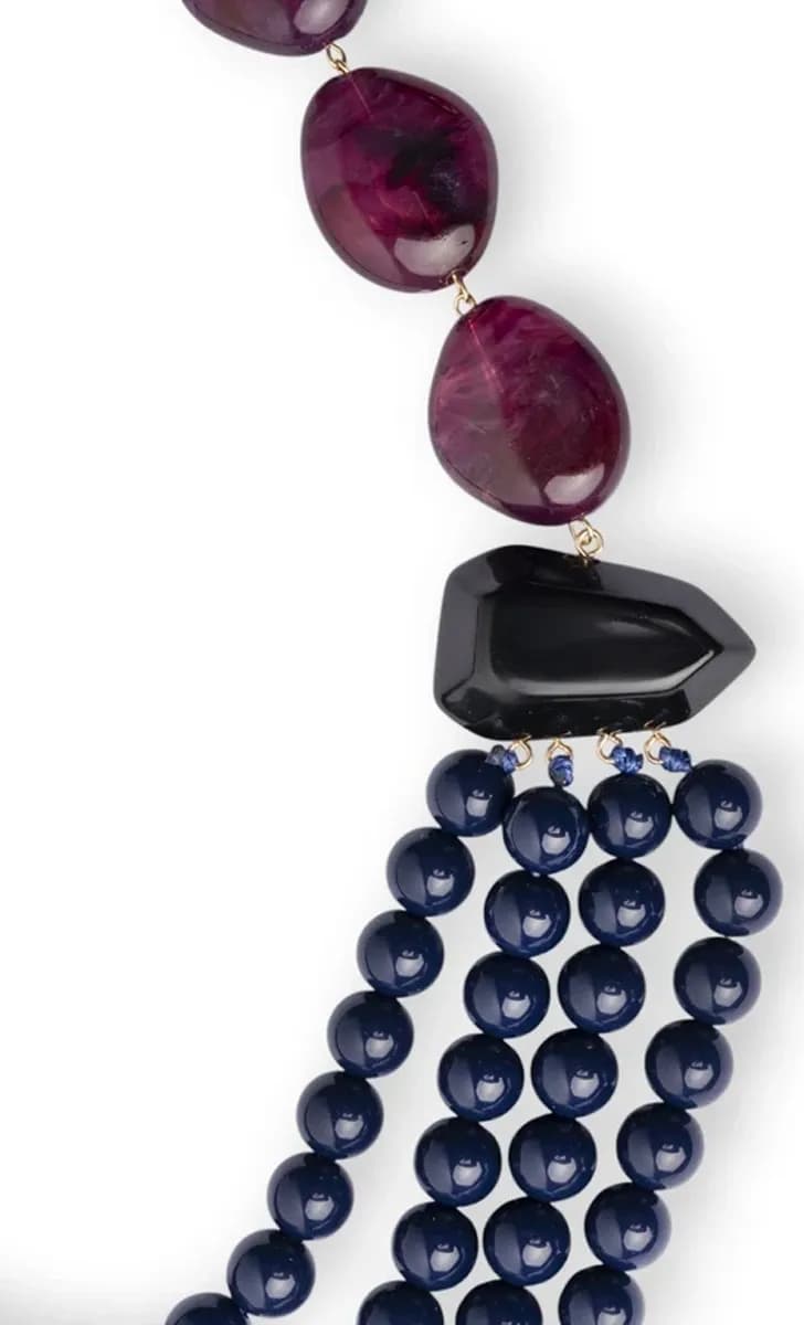 Collana multi filo con pietre in acrilico blu | MYA ACCESSORIES - 3