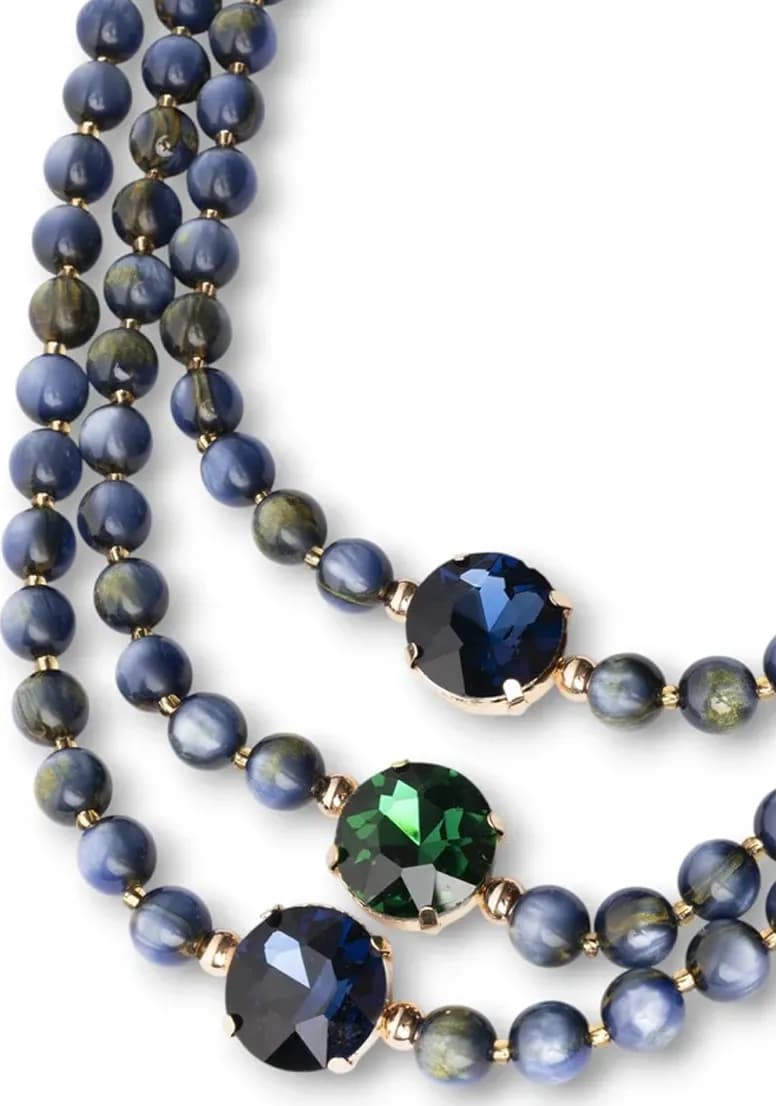 Collana a tre fili con sfere in acrilico e vetro blu | MYA ACCESSORIES - 3