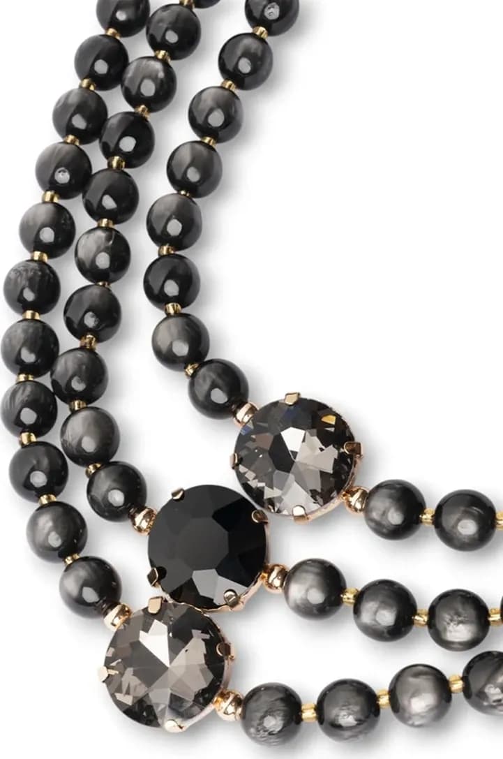 Collana a tre fili con sfere in acrilico e vetro nero | MYA ACCESSORIES - 3