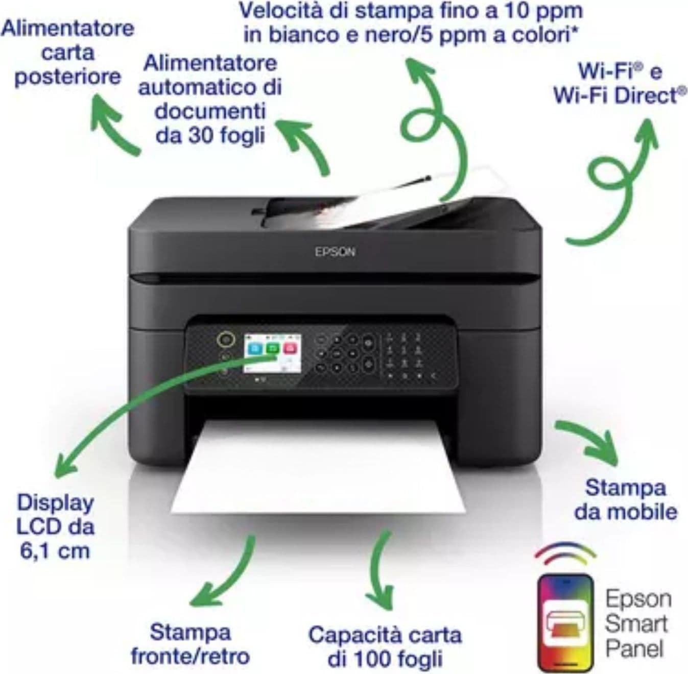 Epson Stampante A4 Multif.Inkjet COL 1440dpi WiFi WF-2950DWF - 2