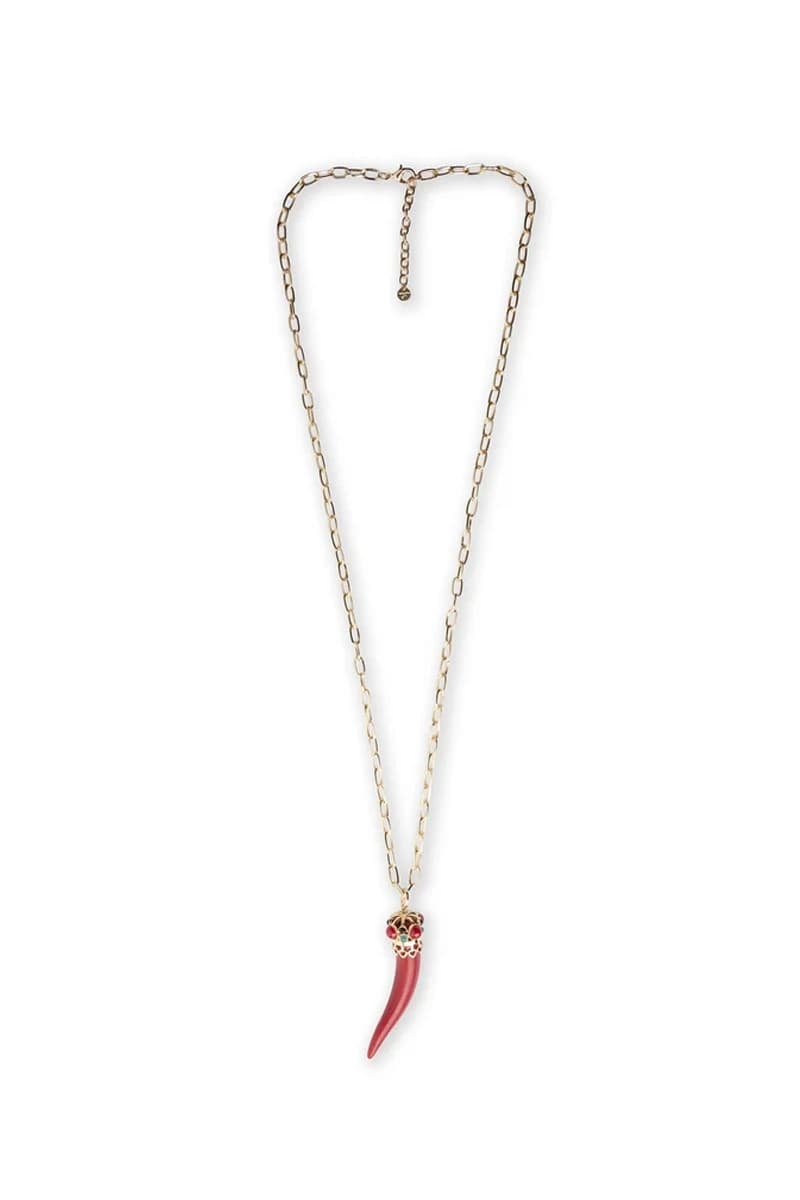 Collana in metallo con pendente a cornetto rosso | MYA ACCESSORIES - 2