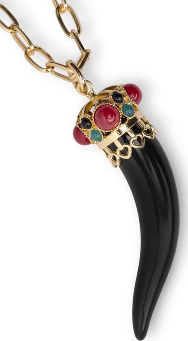 Collana in metallo con pendente a cornetto nero | MYA ACCESSORIES - 3