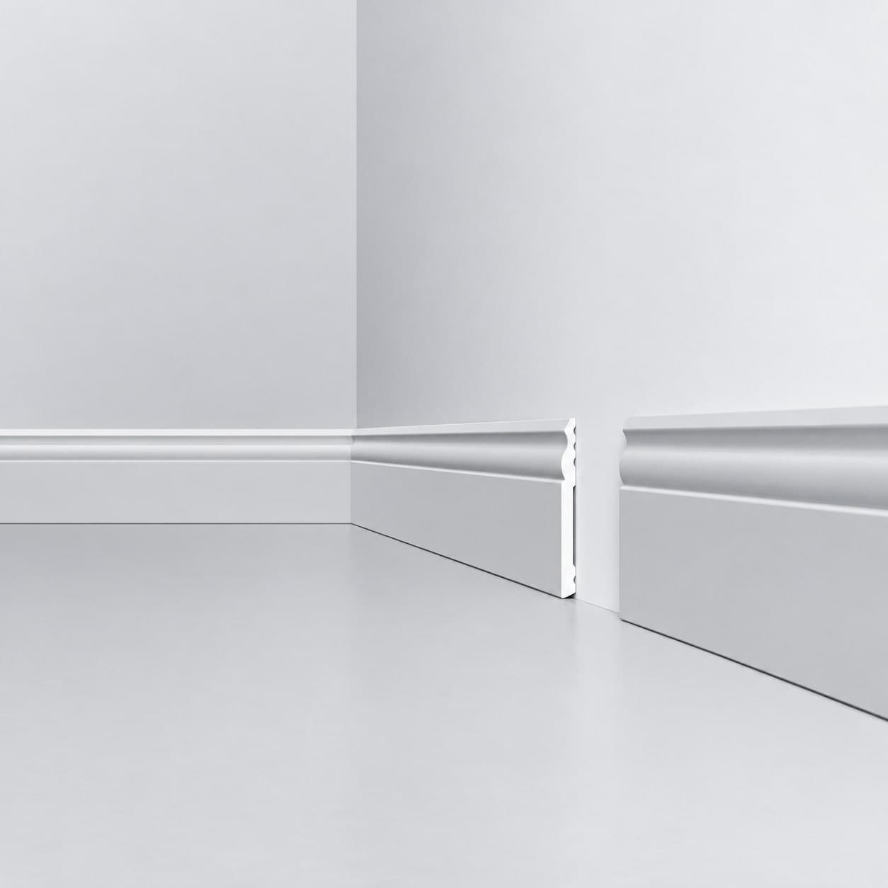 Battiscopa DUCALE bianco basso spessore 100x10mm in POLIMERI - Polistrutturato (prezzo al metro) - 5