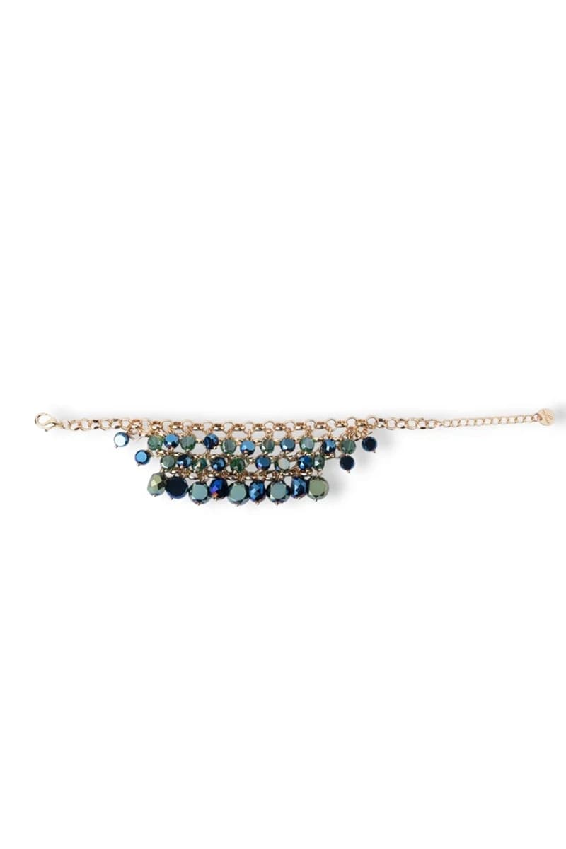 Bracciale in metallo con charms e dettagli in vetro blu | MYA ACCESSORIES - 2