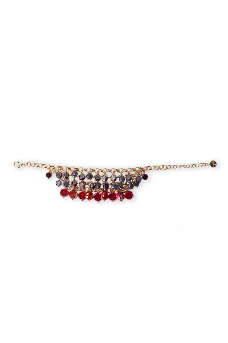Bracciale in metallo con charms e dettagli in vetro rosso | MYA ACCESSORIES - 2