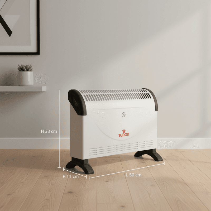 Termoconvettore Elettrico 1500W Basso Consumo 2 Potenze 750/1500W, Termostato Regolabile, Silenzioso, con Maniglie, Bianco - 2