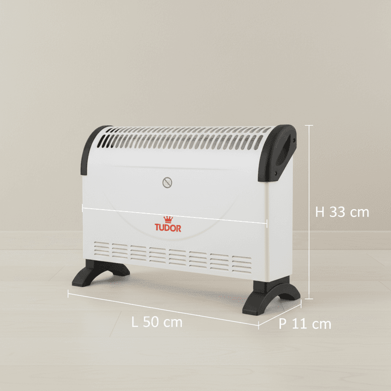 Termoconvettore Elettrico 1500W Basso Consumo 2 Potenze 750/1500W, Termostato Regolabile, Silenzioso, con Maniglie, Bianco - 3