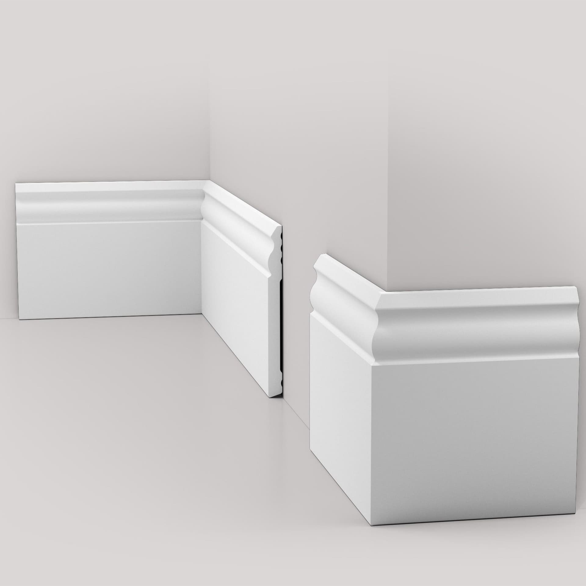 pacco da 132 ML di Battiscopa DUCALE bianco basso spessore 120x10mm in POLIMERI - Polistrutturato - 11