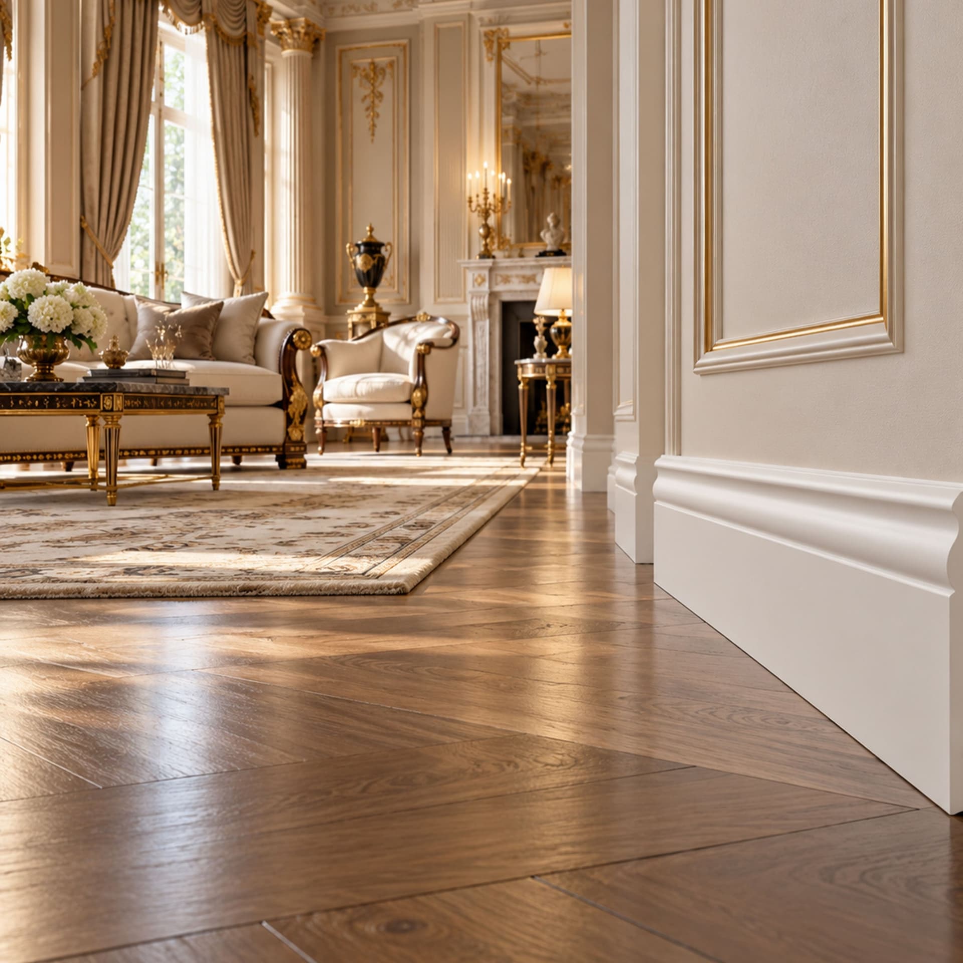 pacco da 132 ML di Battiscopa DUCALE bianco basso spessore 120x10mm in POLIMERI - Polistrutturato - 7
