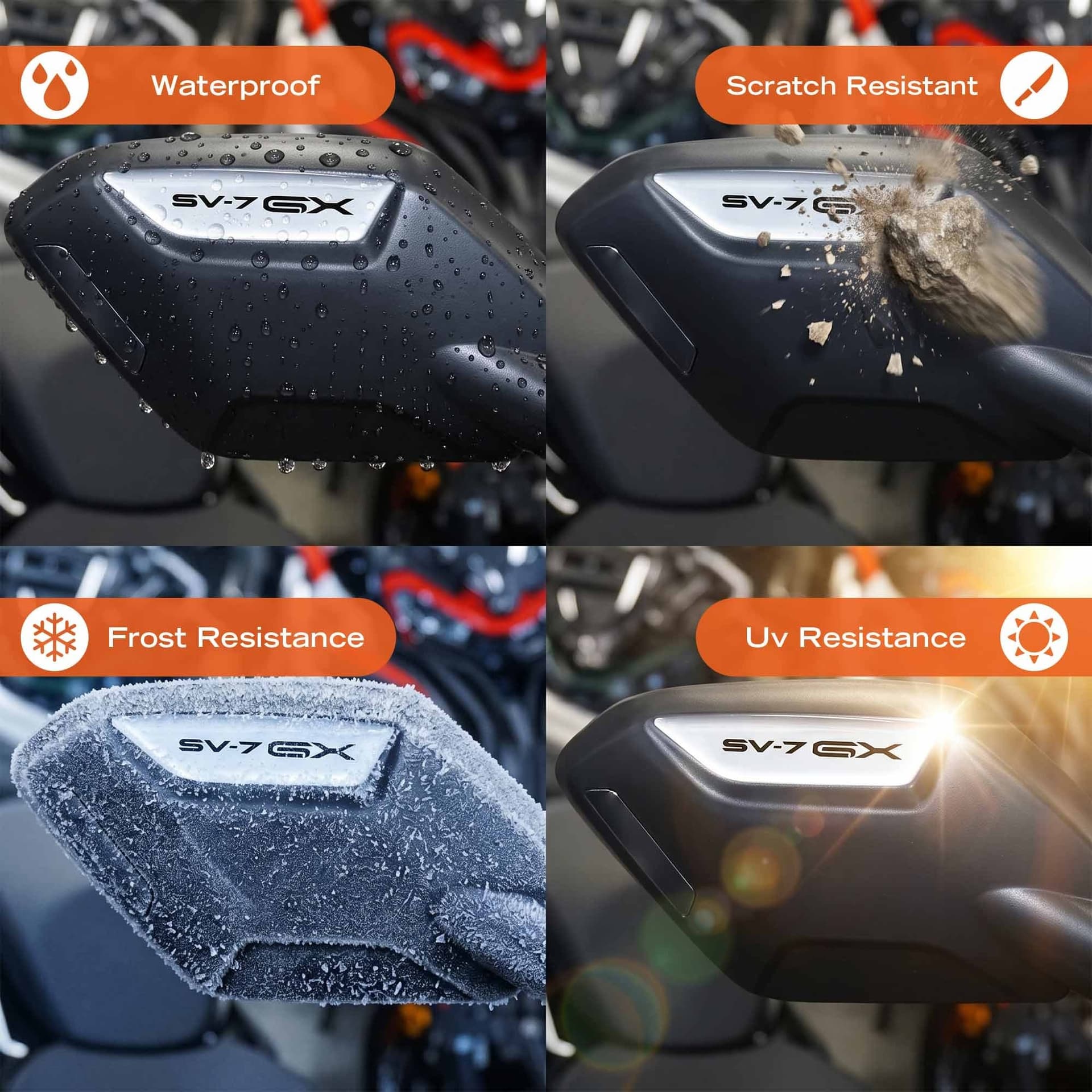 Adesivi 3D Protezioni Specchietti moto compatibile con Suzuki SV-7 GX 2026 - 3