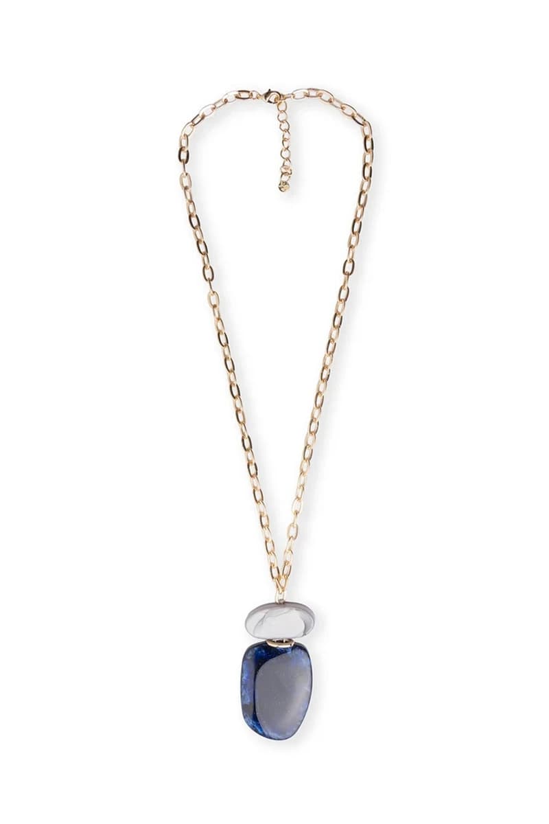 Collana lunga a catena con pendente in acrilico blu | MYA ACCESSORIES - 2