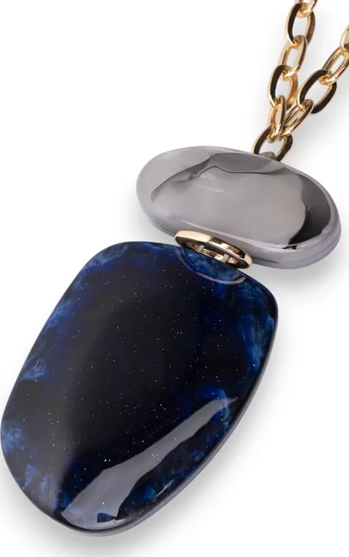 Collana lunga a catena con pendente in acrilico blu | MYA ACCESSORIES - 3