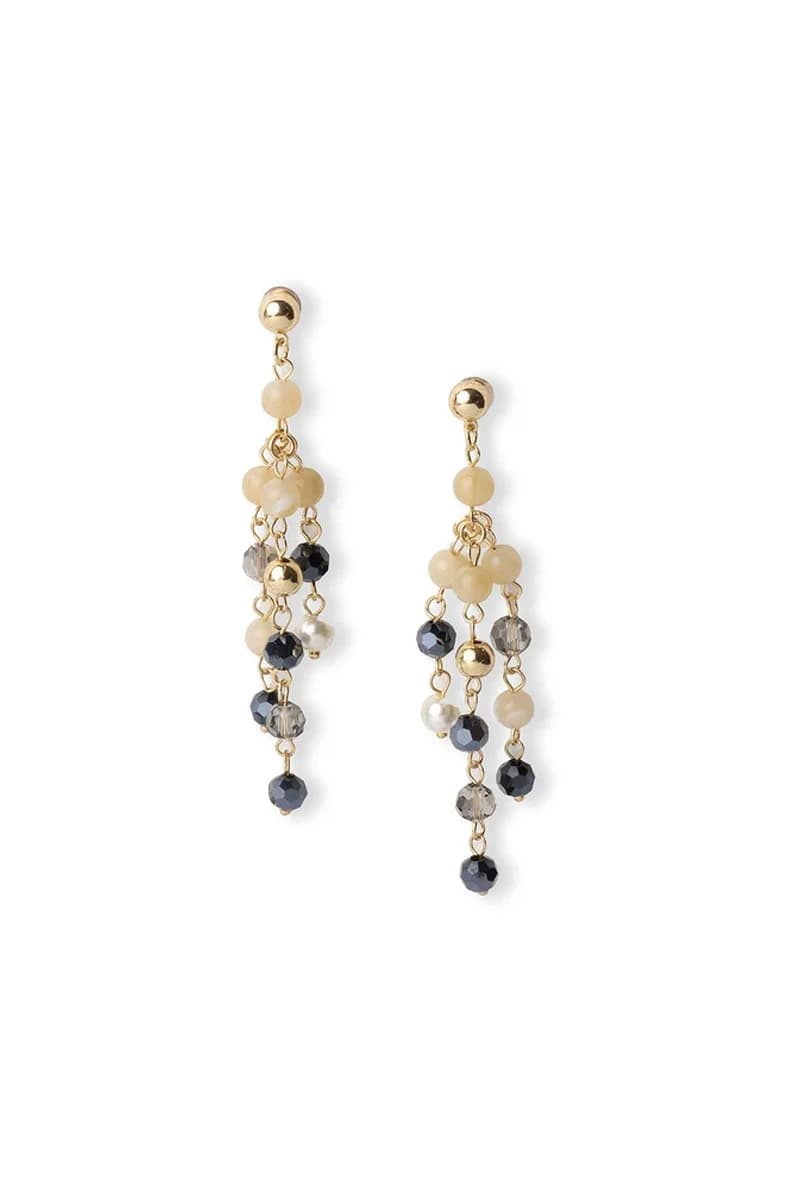 Orecchini pendenti a fili con pietre in vetro gialle e grigie | MYA ACCESSORIES - 2