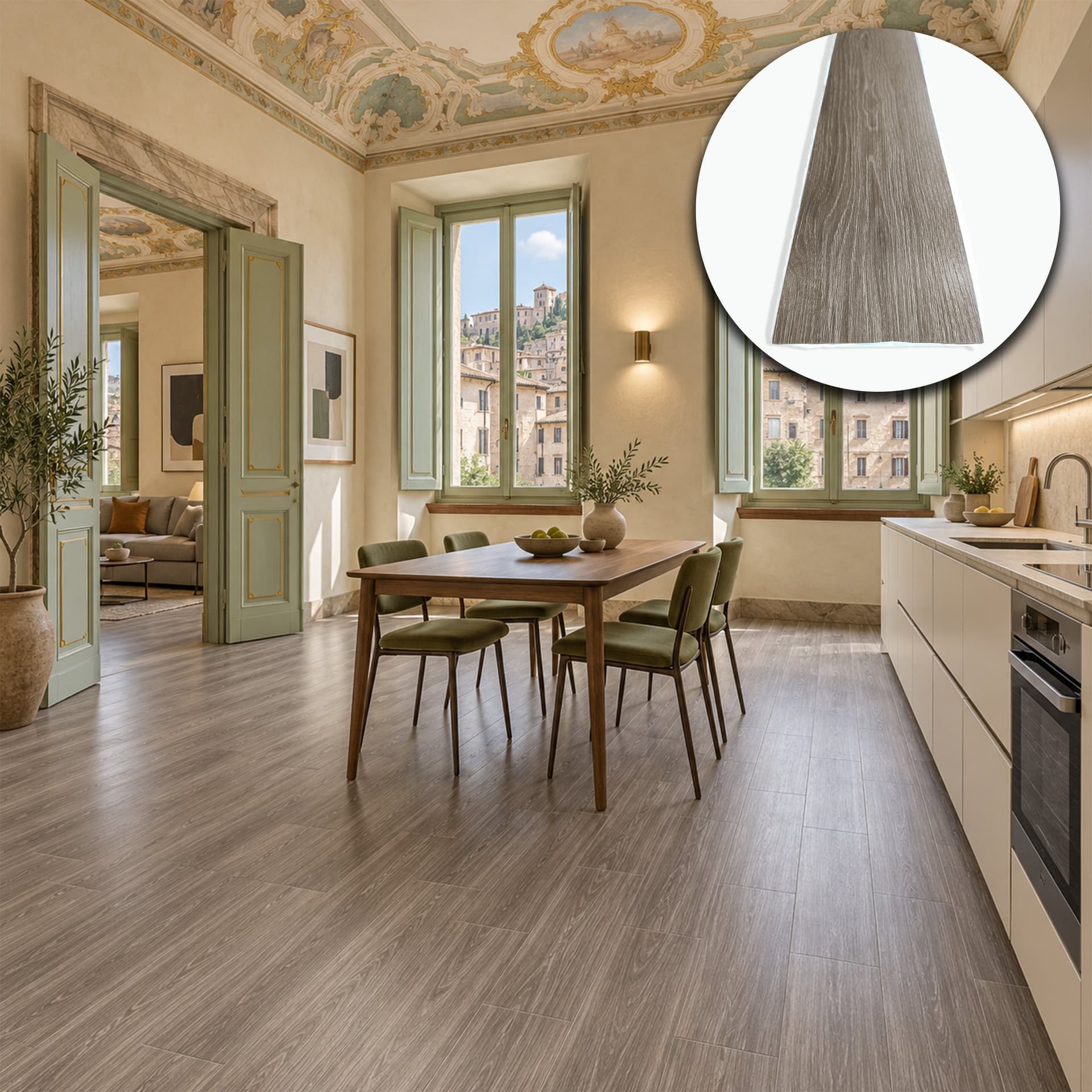 Pavimento LVT Autoadesivo Effetto Rovere Tortora 914x152x2 mm – Antigraffio, Resistente all'Acqua e Ignifugo - 2