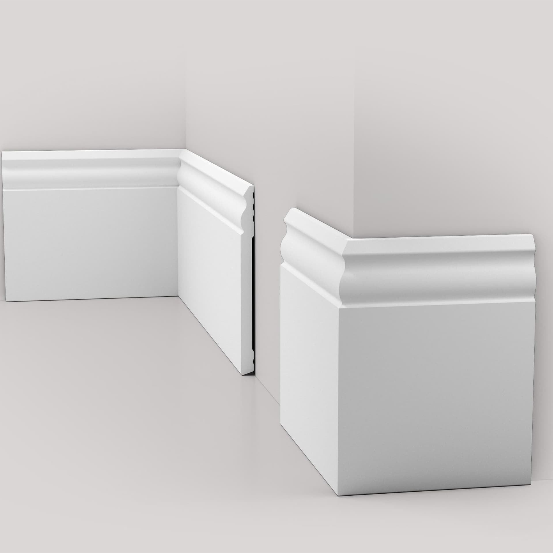 pacco da 120 ML di Battiscopa DUCALE bianco basso spessore 140x10mm in POLIMERI - Polistrutturato - 5