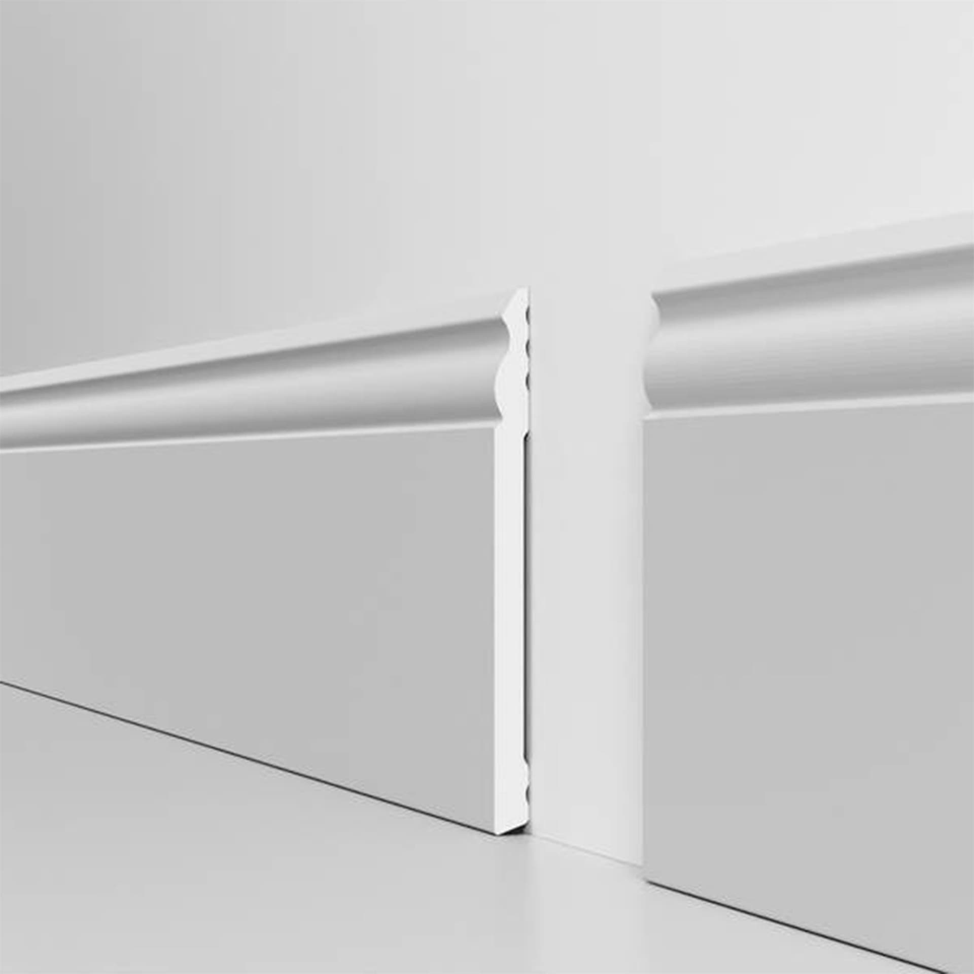 pacco da 120 ML di Battiscopa DUCALE bianco basso spessore 140x10mm in POLIMERI - Polistrutturato - 6