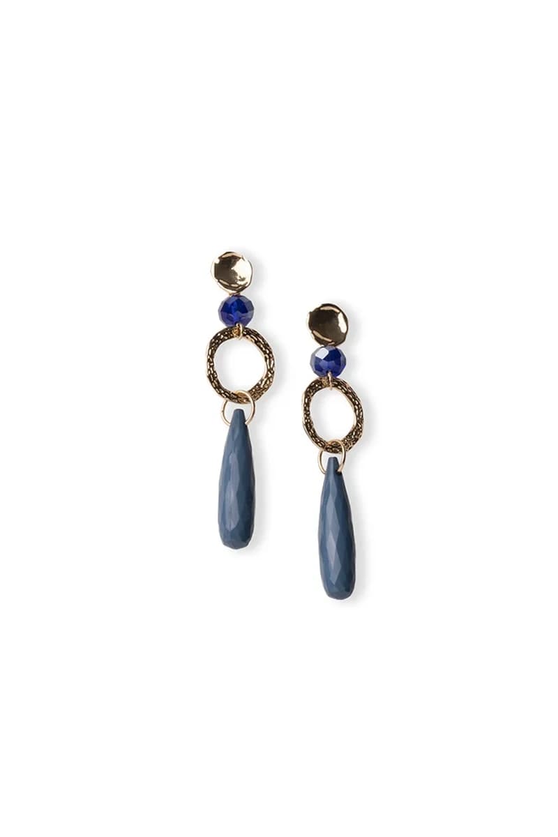 Orecchini pendenti a goccia lunga in metallo blu | MYA ACCESSORIES - 2
