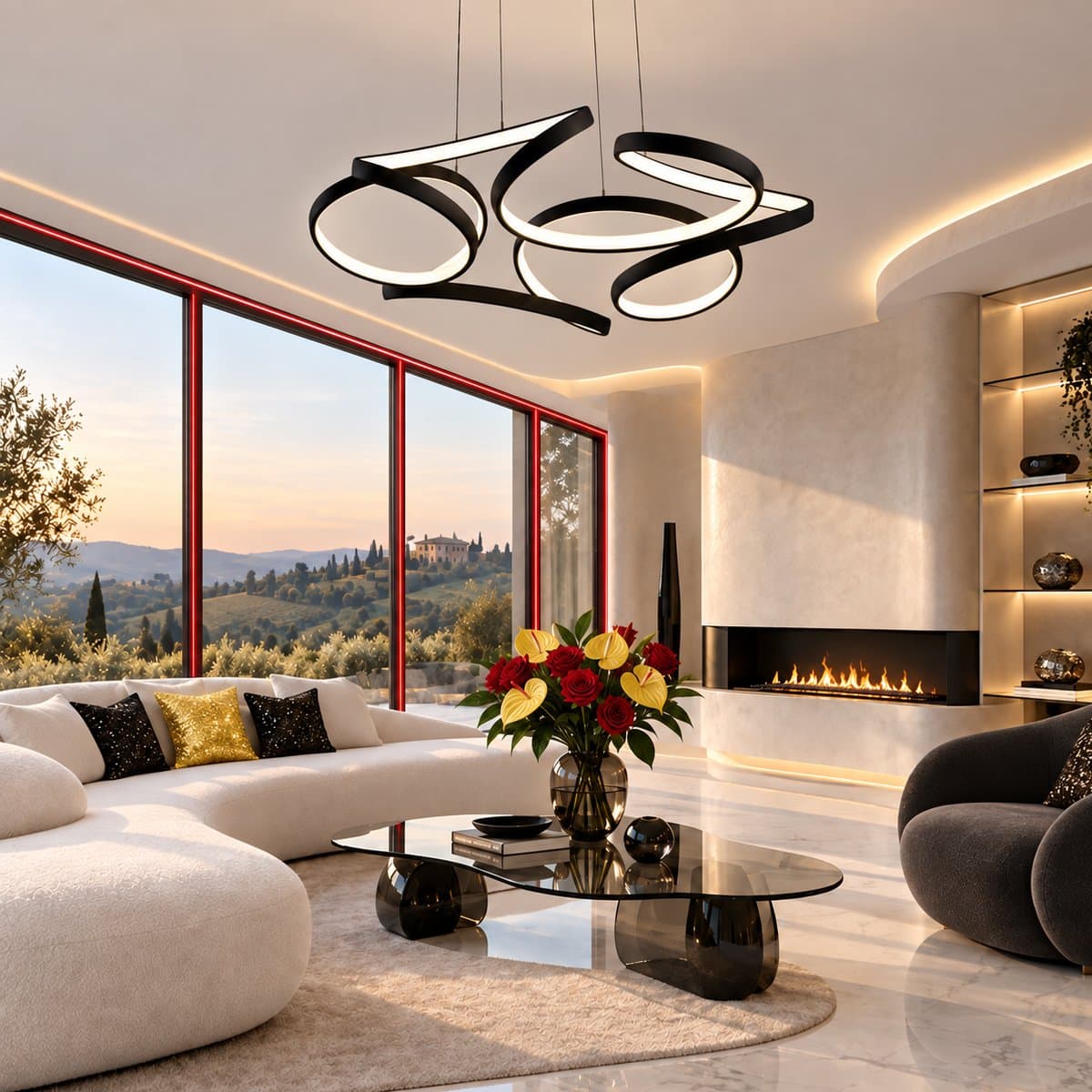 Lampadario led Promoluce FLOWER S63 NE LED CCT 3280LM dimmerabile dinamica telecomando - 2