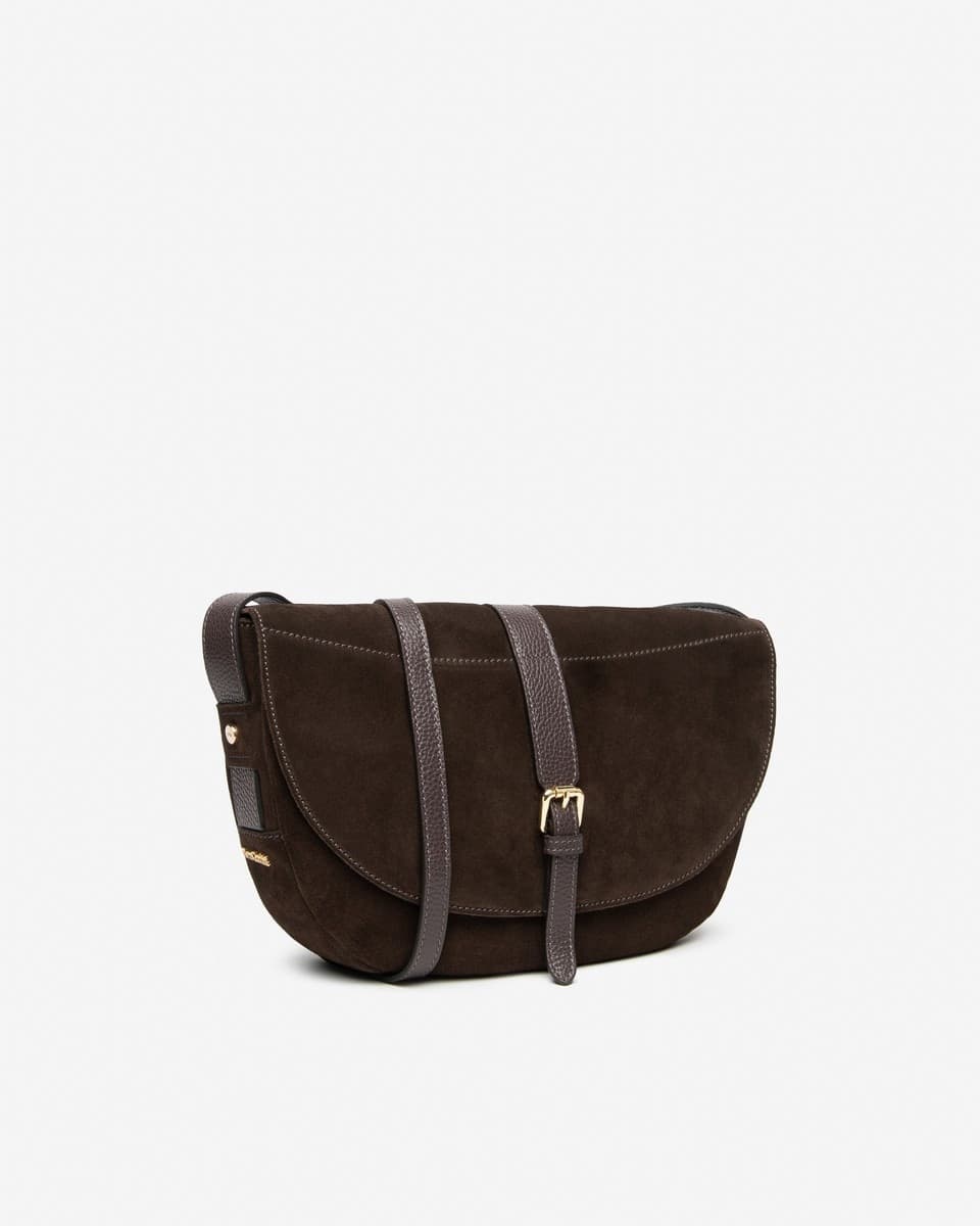 Nero Giardini borsa a tracolla da donna in camoscio testa di moro I644332D300 - 2
