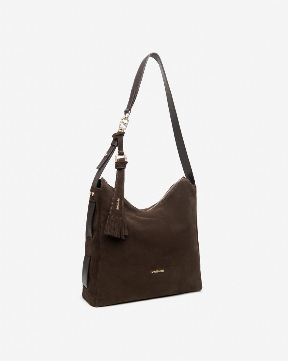 Nero Giardini borsa Hobo da donna in camoscio testa di moro I644330D300 - 2