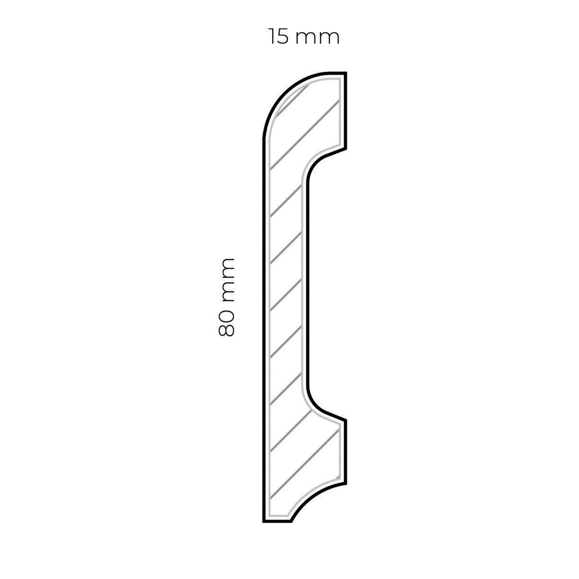 Battiscopa BC in POLIMERI EqualWood HI-TEC 80x15mm - BIANCO (prezzo al metro) - 6
