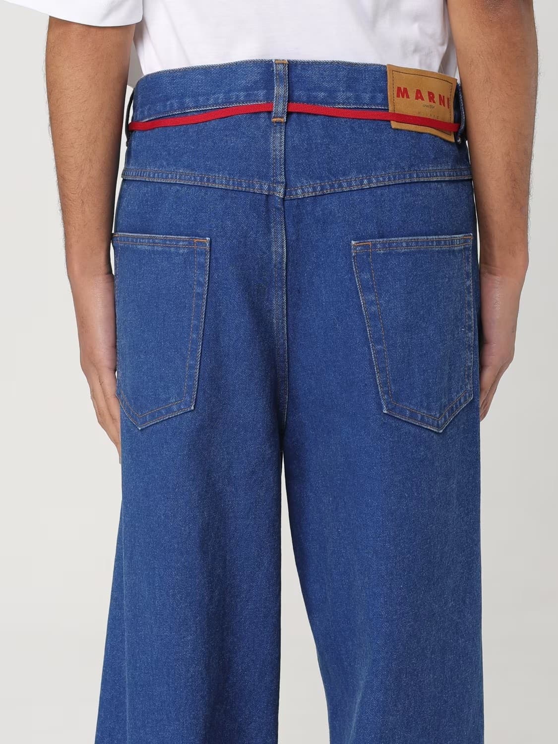 MARNI Marni Pantaloni Donna in Denim Blu con Cintura Rossa - 2