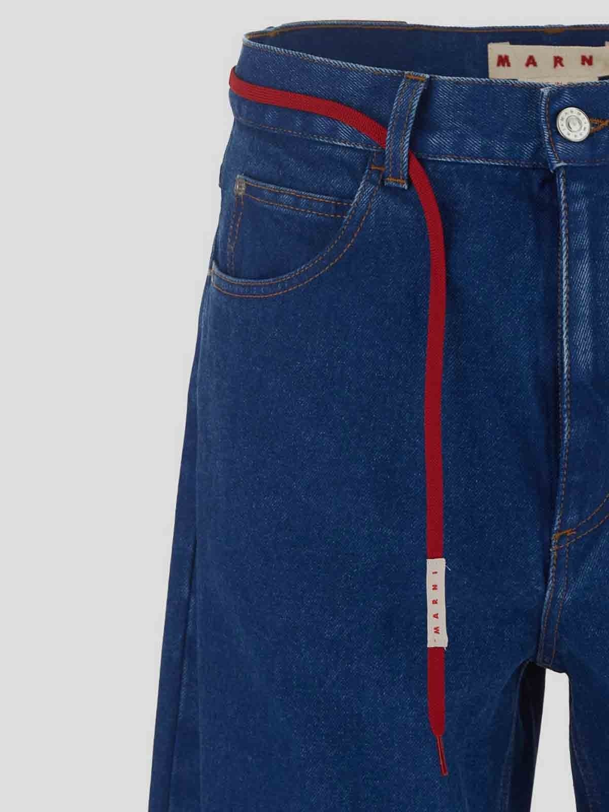 MARNI Marni Pantaloni Donna in Denim Blu con Cintura Rossa - 3