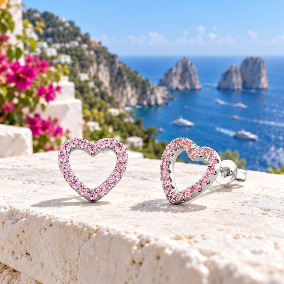 Laura P. - Orecchino cuore zirconi rodolite - 6