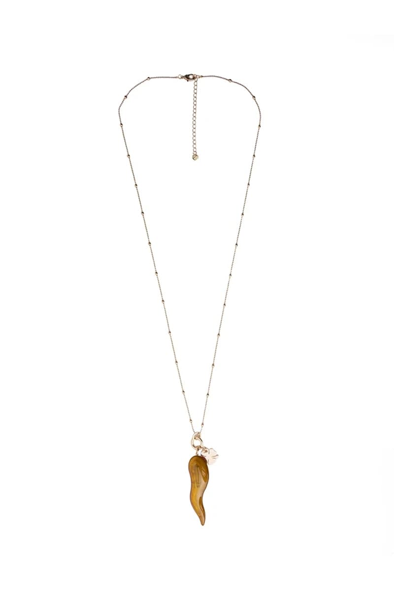 Collana a catena in metallo con pendente a corno senape | MYA ACCESSORIES - 2