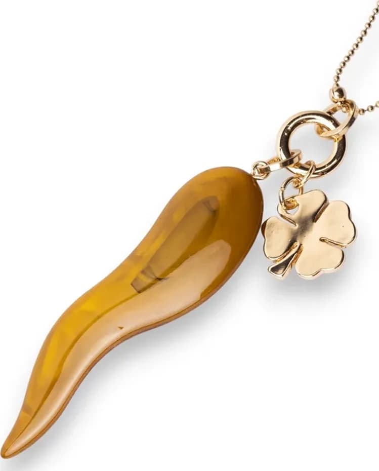 Collana a catena in metallo con pendente a corno senape | MYA ACCESSORIES - 3
