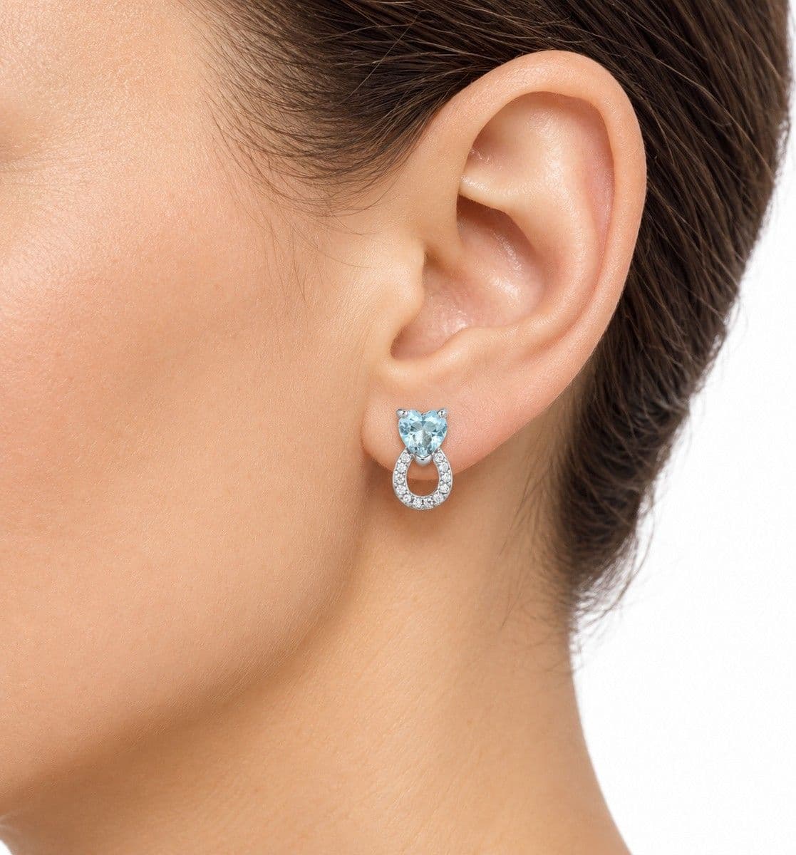 Laura P. - Orecchino cuore zirconi bianchi e sky blue - 2