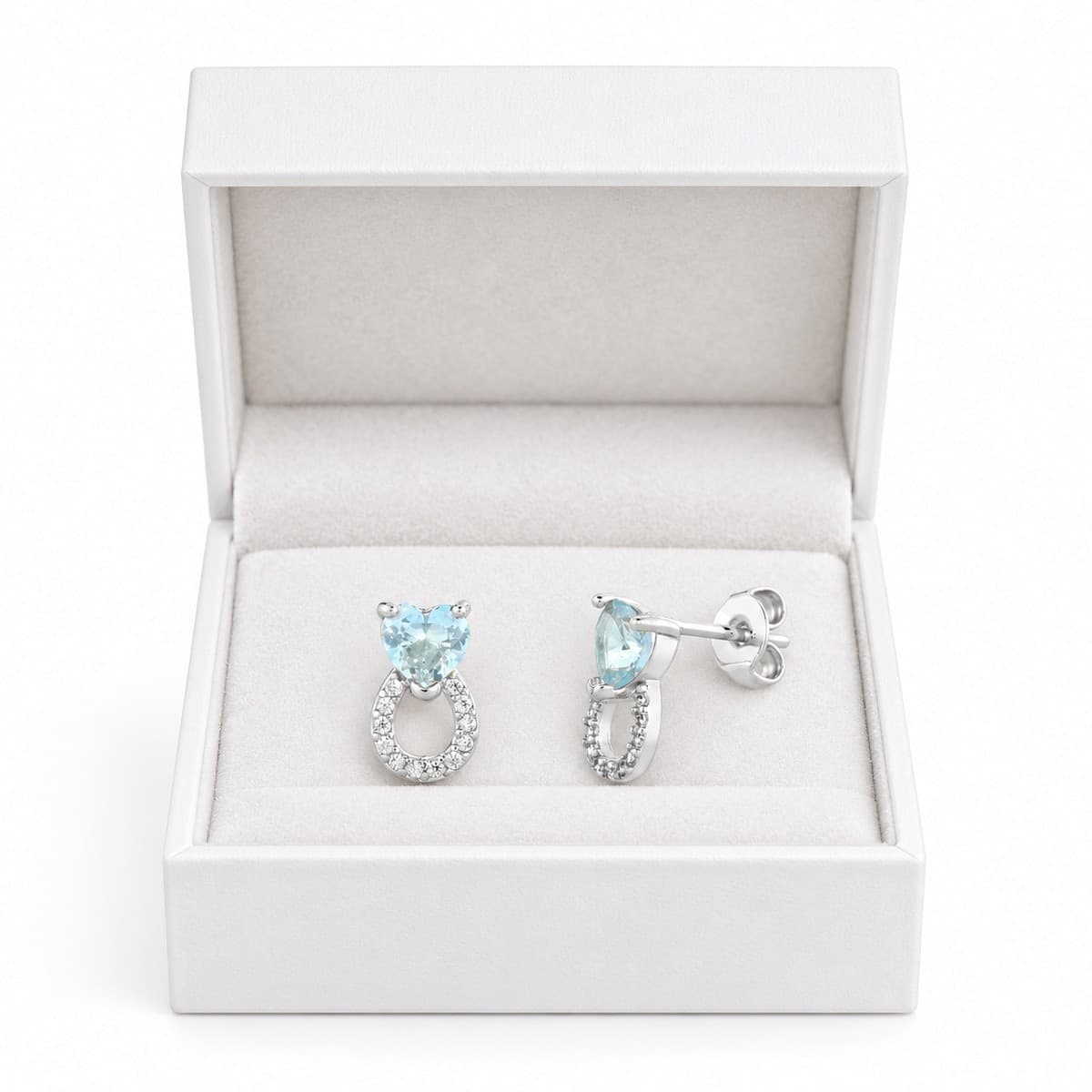Laura P. - Orecchino cuore zirconi bianchi e sky blue - 4