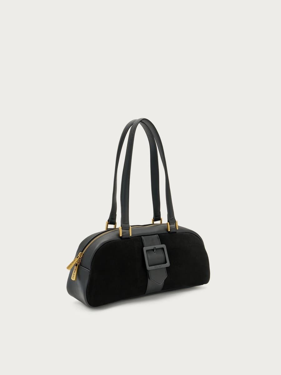 Frau borsa in tessuto e microfibra nero AB264 - 2