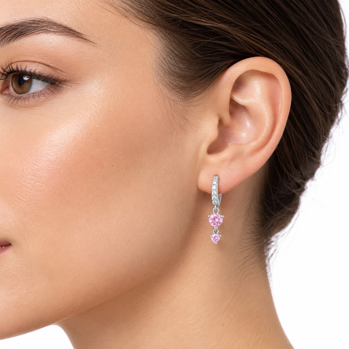 Laura P. - Orecchino hoops zirconi fucsia - 3