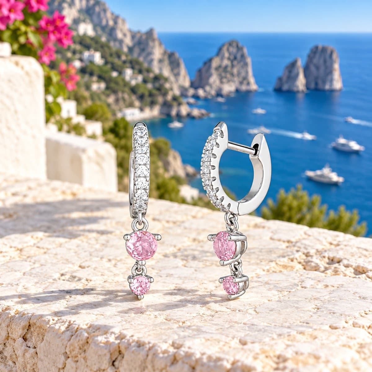 Laura P. - Orecchino hoops zirconi fucsia - 6