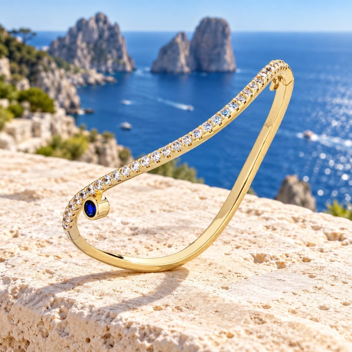Laura P. - Bracciale zircone solitario zaffiro blu - 3