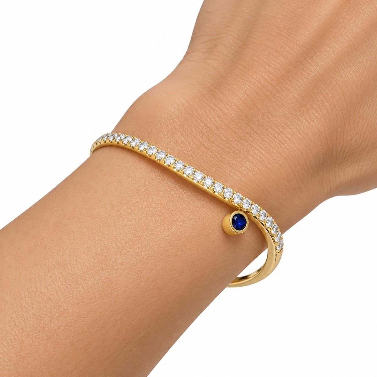 Laura P. - Bracciale zircone solitario zaffiro blu - 5