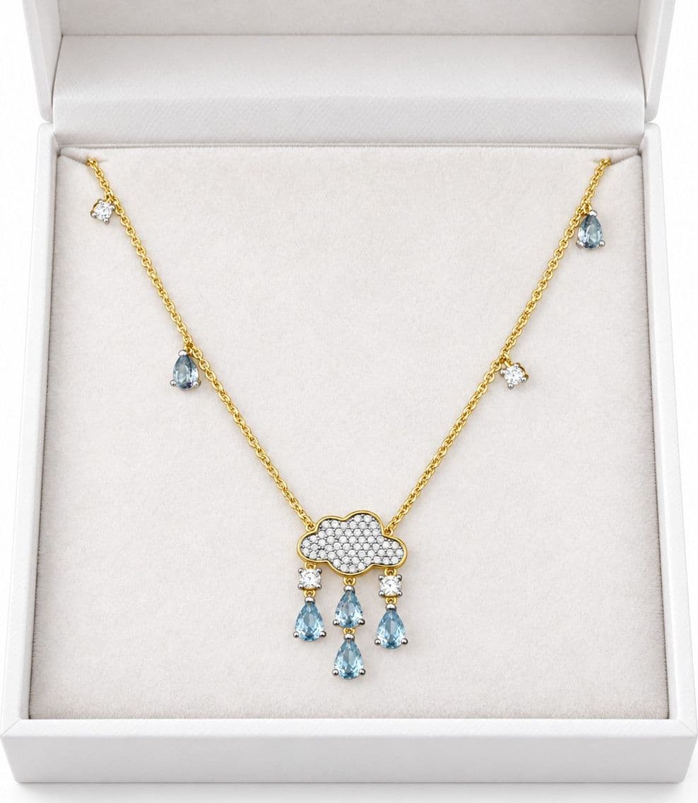 Laura P. - Collana nuvola zirconi acqua marina - 4