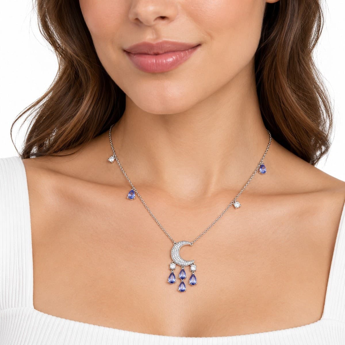 Laura P. - Collana luna zirconi tanzanite - 2