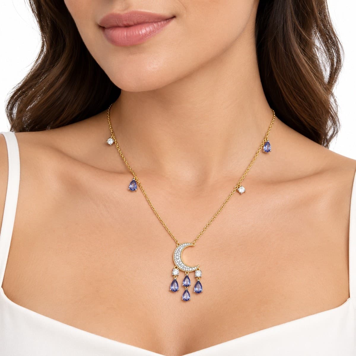 Laura P. - Collana luna zirconi tanzanite - 2