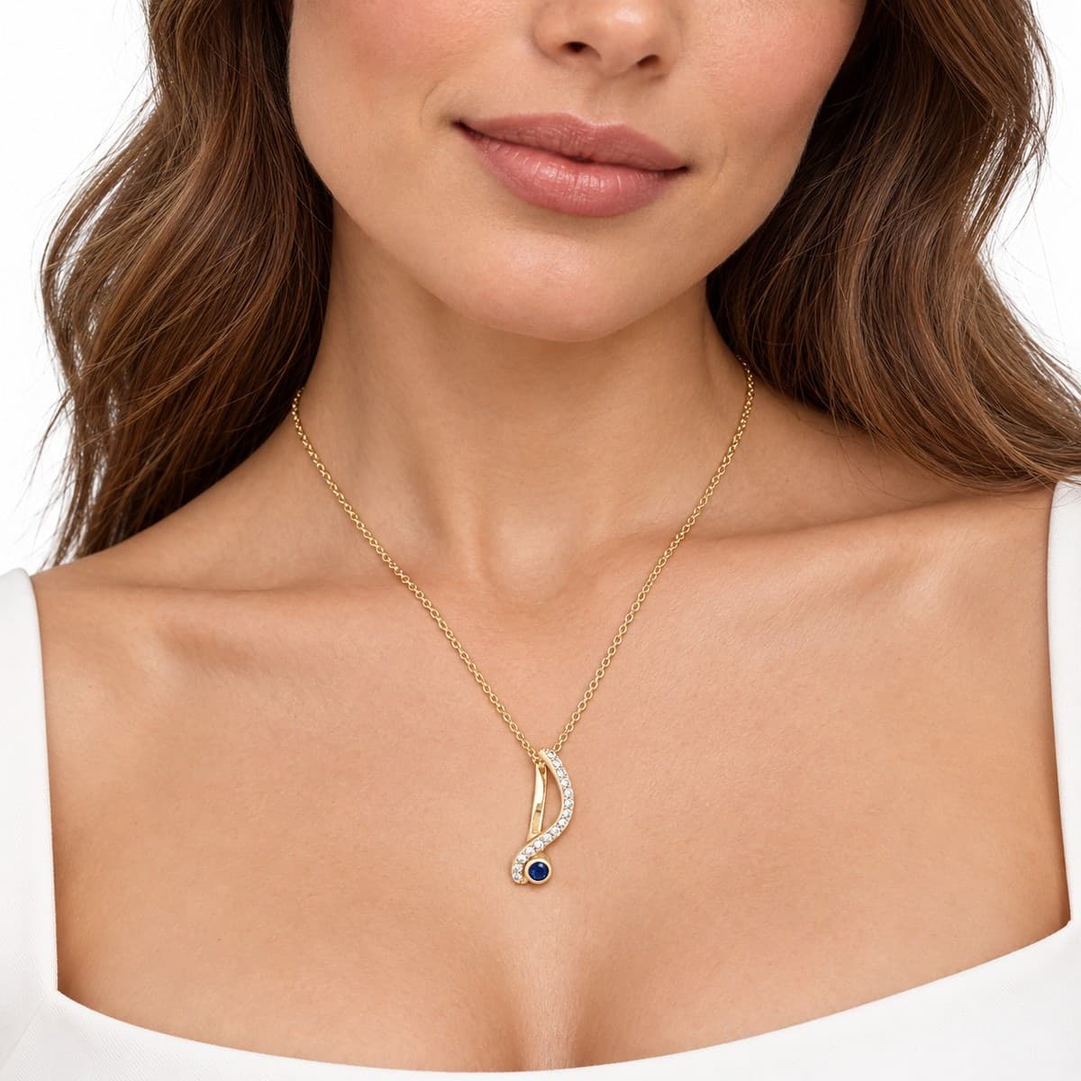Laura P. - Collana zircone solitario zaffiro blu - 2