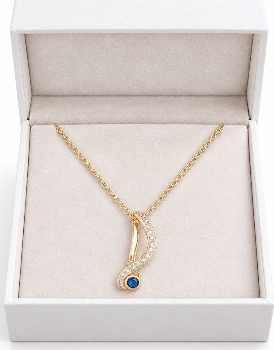 Laura P. - Collana zircone solitario zaffiro blu - 4