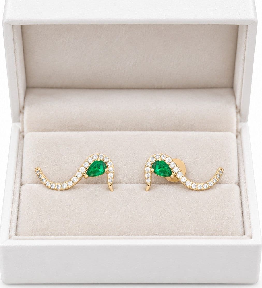 Laura P. - Orecchini zirconi bianchi pietra verde - 4