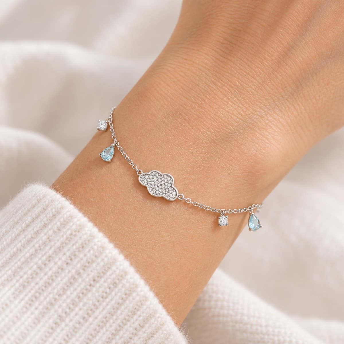 Laura P. - Bracciale nuvola zirconi acqua marina - 2