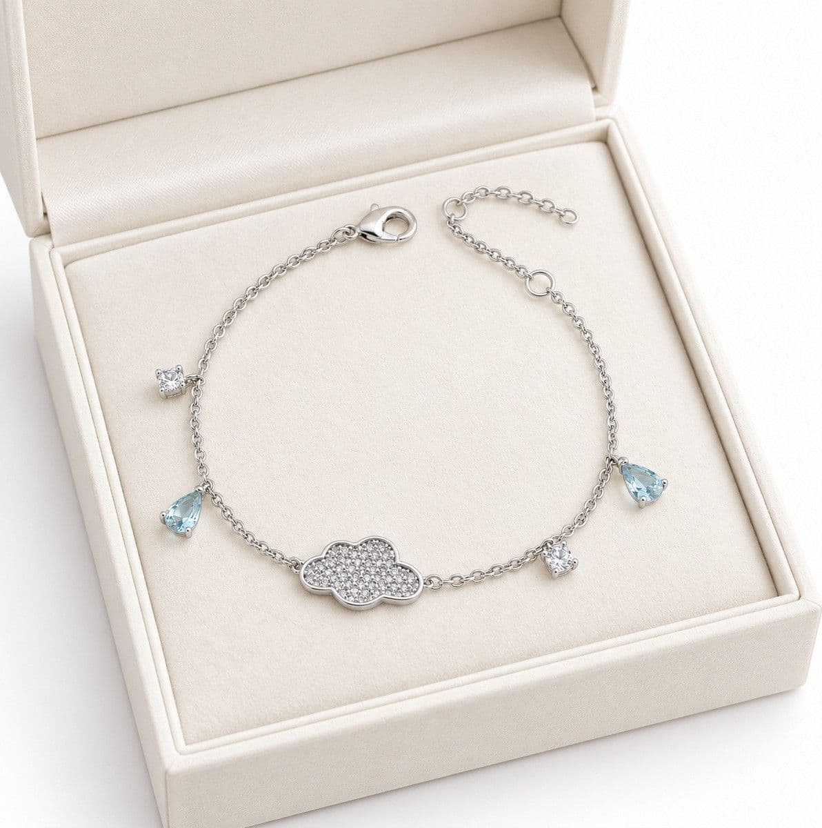 Laura P. - Bracciale nuvola zirconi acqua marina - 6
